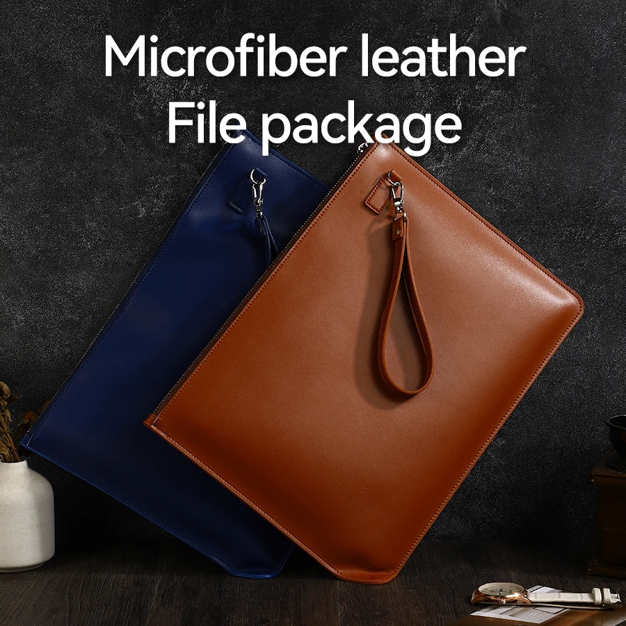 

Eco-Friendly Vegan Leather Zipper Pouch - Durable Water-Resistant Document Organizer with Luxurious Feel for Travel & Office