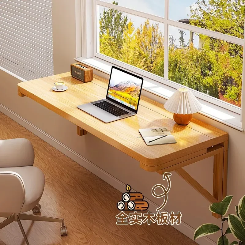 Wall desk computer desk wall-mounted folding table wall solid wood shelf household suspended table kitchen baffle rack
