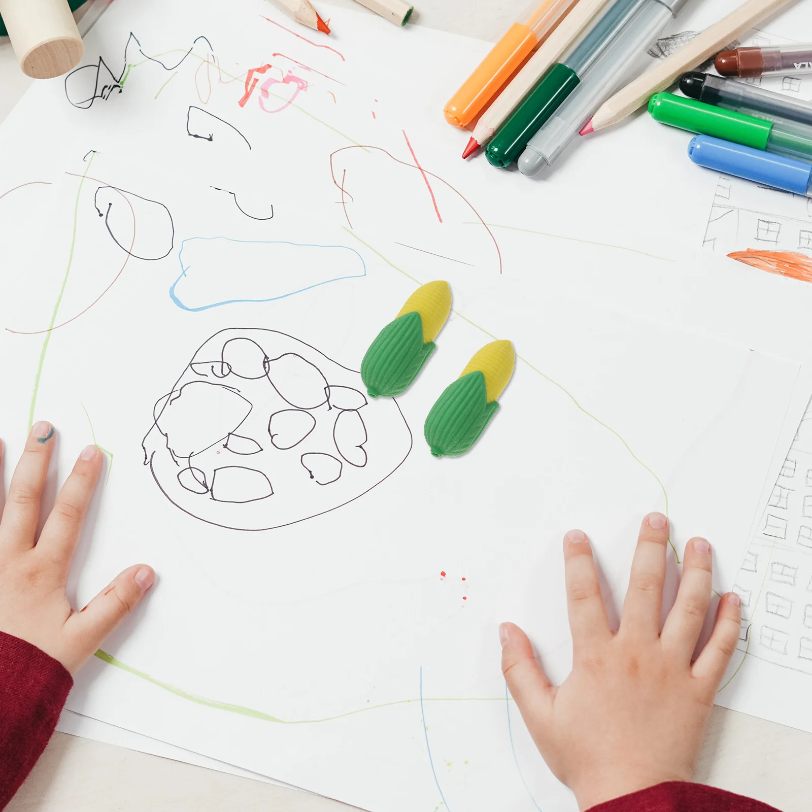 100 stücke Mais Radiergummi Tpr Material Nette Mini Radiergummis Multifunktions Bleistift Radiergummi Tragbare Zarte Mini Für Kinder Studenten Groß