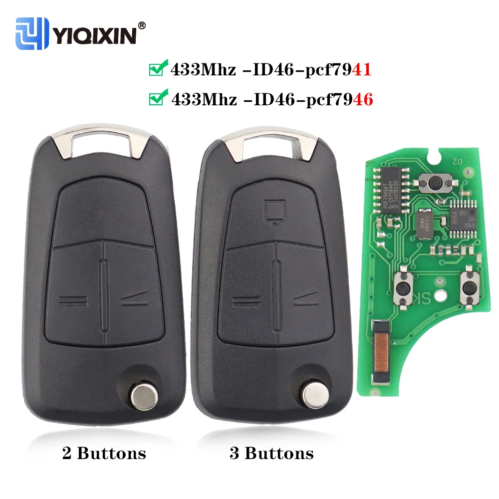 433MHZ Car Remote Key For Opel Vauxhall Astra H AH Corsa D Vectra C Mokka G Zafira B Signum Combo PCF7941 PCF7946 Chip No logo