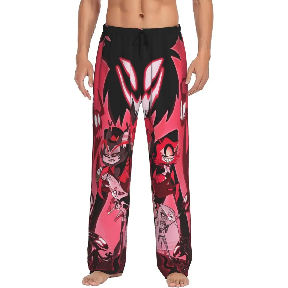 

Custom Printed Men's Hazbins Hotels Pajama Pants Cartoon Sleepwear Sleep Lounge Bottoms with Pockets