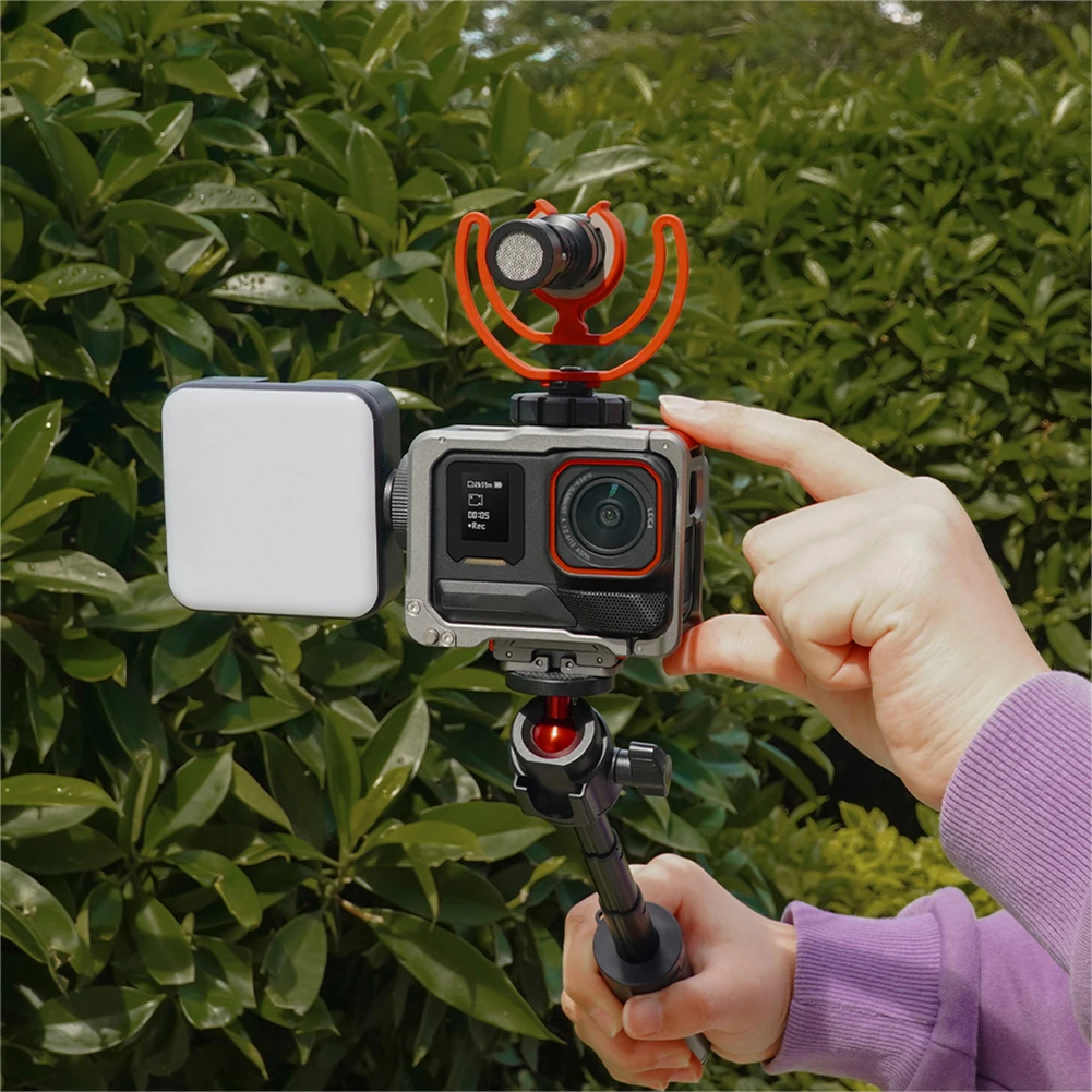 Jaula de Metal con soporte para zapata fría, marco protector para cámara, jaula para conejos para Insta360 Ace Pro 2, accesorios para cámara