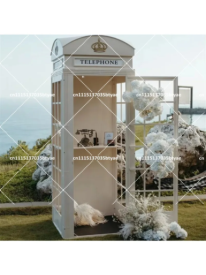 Wedding Party Decoration Iron Old Replica Red Phone Booth in London, UK