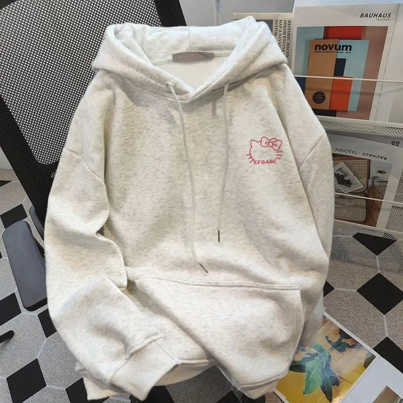 سانريو مرحبا كيتي امرأة قمصان سويت شيرت بقلنسوة Cuteore الكرتون طالب الخريف فضفاضة طويلة الأكمام بلايز امرأة ملابس خارجية جديد