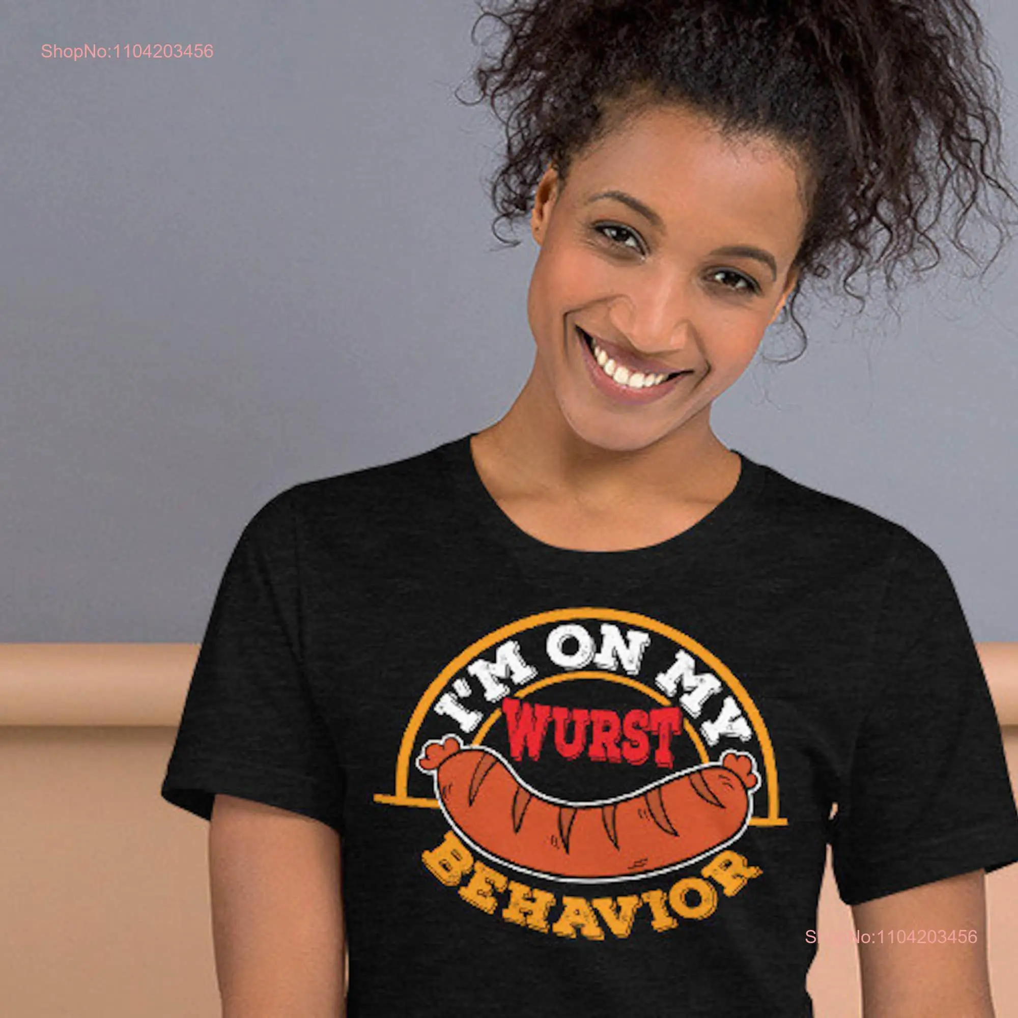 BratwursT T Shirt Oktoberfest I'm On My Wurst Behavior Funny Brat Cookout Food long or short sleeves