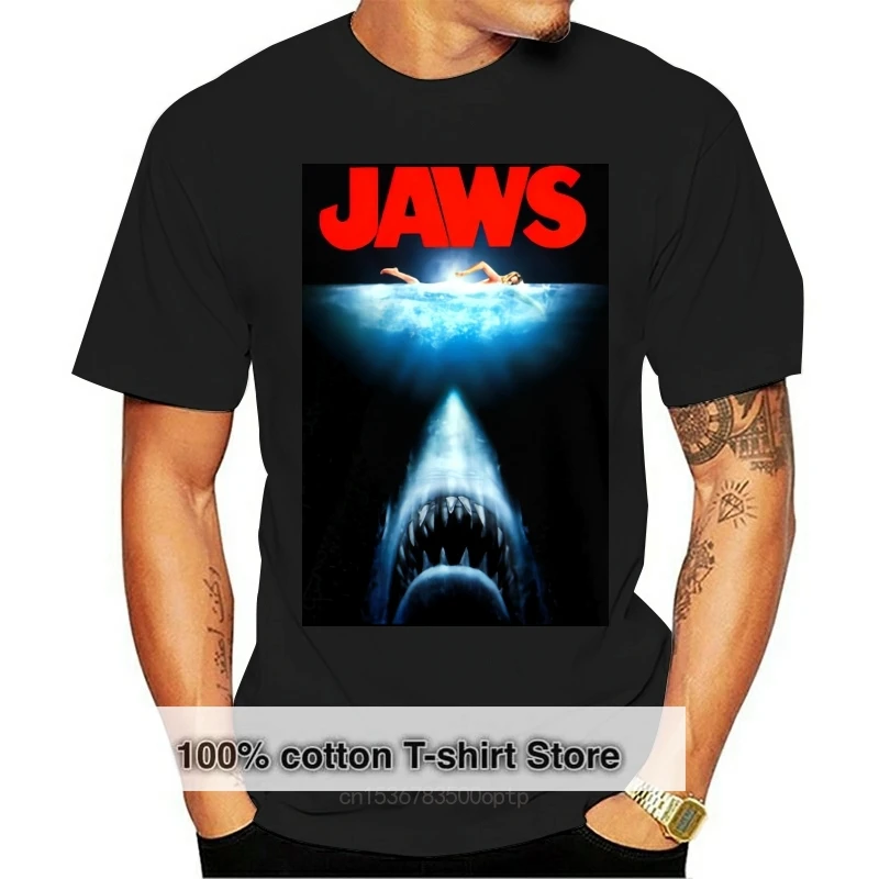 JAWS ver.3 T-shirt black Movie Poster Cotton T-Shirt Fashion T Shirt top tee High Quality For Man Better