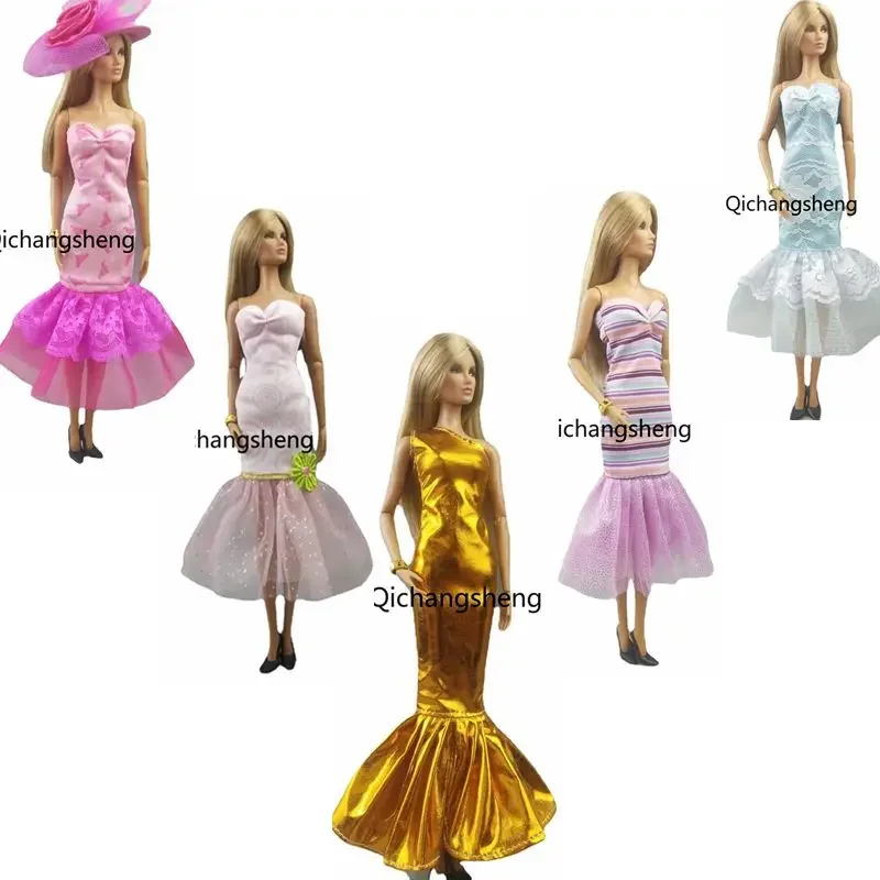 30cm Fishtail Little Dress for Barbie Doll Clothes Party Gown Princess Outfits for Barbie Clothes 1/6 Dolls Accessories Kids Toy