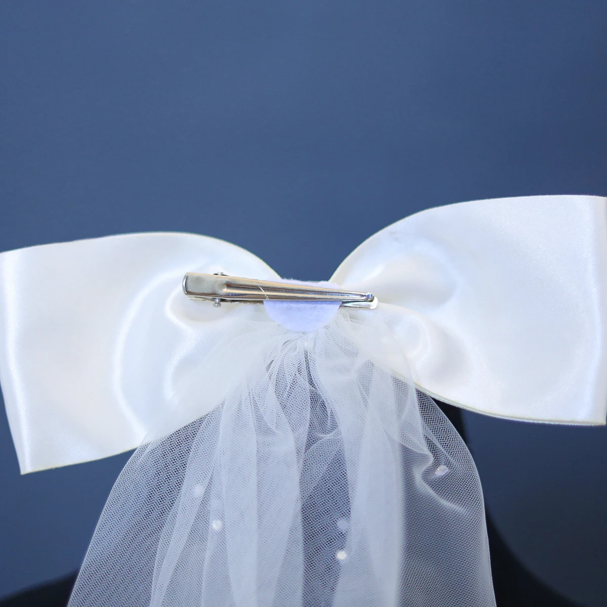 White Pearl Wedding Veil Bow Small Bridal Hairgirps For Women Bride Hair Accessories Headband Veils