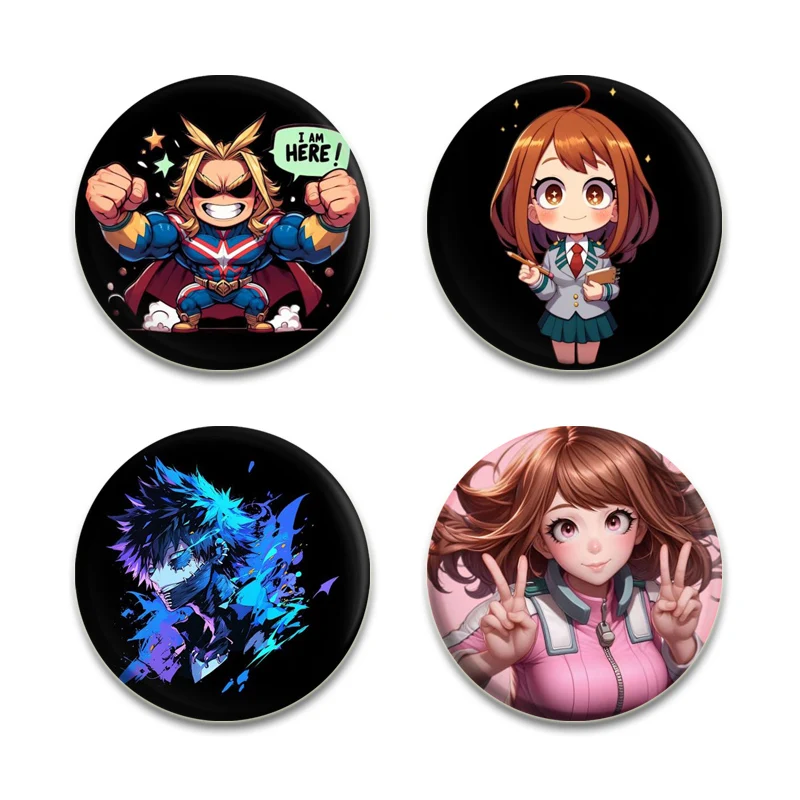 Todoroki Shoto OCHACO URARAKA Cartoon Brooches Midoriya Izuku Bakugou Katsuki Anime Badge Fashion Pins for Bag Accessorie Gift