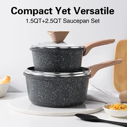 KORDISEN Non Stick Sauce Pan Soup Pot With Pour Spout Milk Saucepan Stick Proof Sauce Pan Anti Scald Wooden Handle Home Kitchen