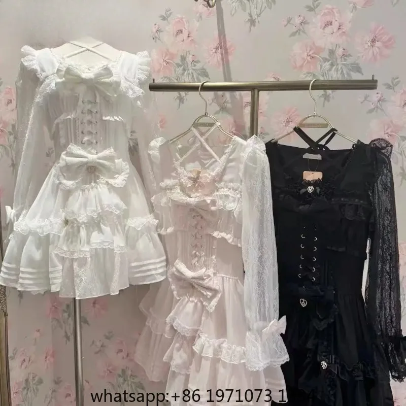 Japanese Liz Sweet Girls Cute Lolita Dress Lace Patchwork Long Sleeve Elegant Princess Dress 2025 New Slim-fit Lolita Dresses