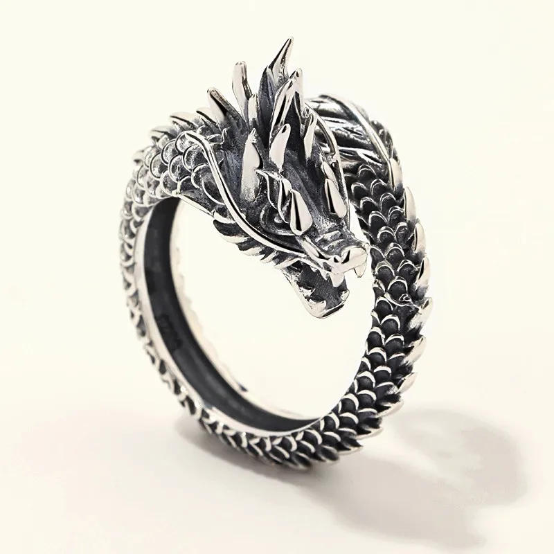 925 Sterling Silver Colour Dragon ​Adjustable Rings For Women Engagement Luxury Jewelry Accessories