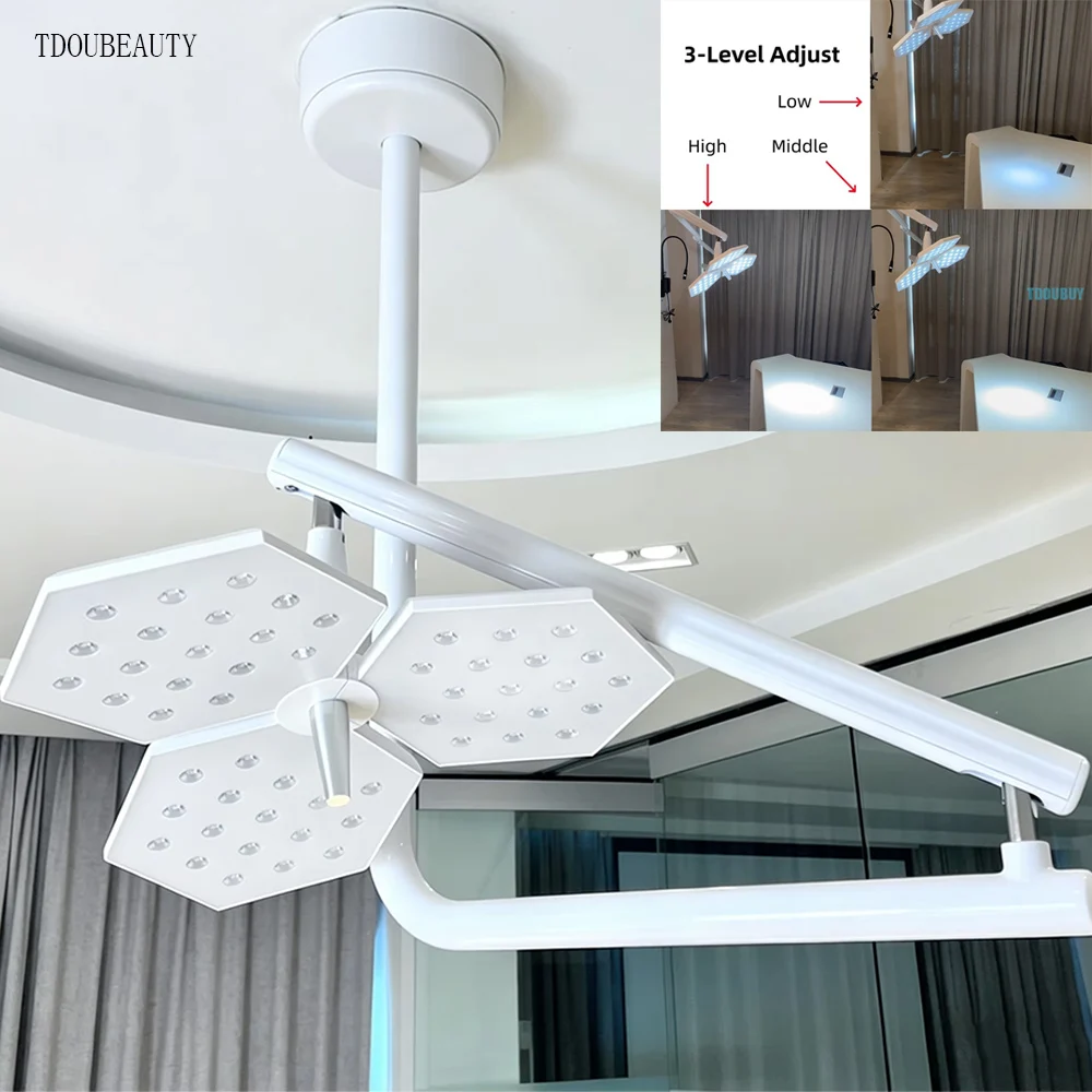 72W LED Ceiling Mount Medical Shadowless Operating Lamp, Touch Adjustable Autoclaved Light for Hospital, Veterinary, Pet, Dental