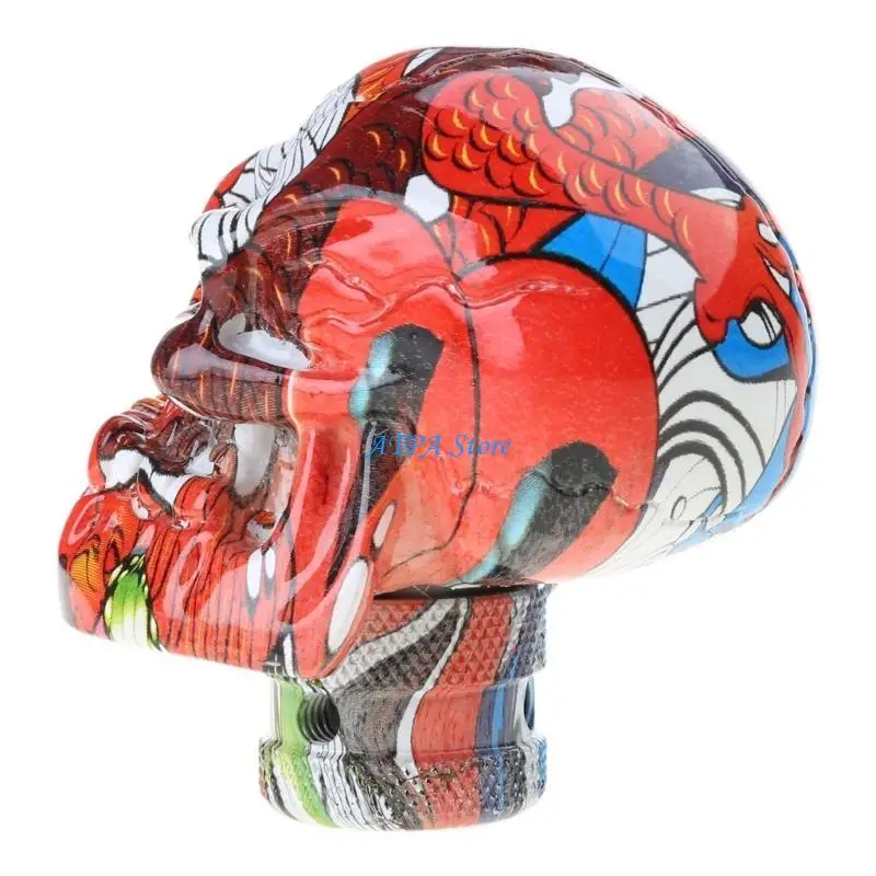 

U13C Universal Manual Skull Car Gear Shift Knob Racing-Resin Graffiti Mixed Pattern Shift Knob With 8 10mm 12mm Adapter