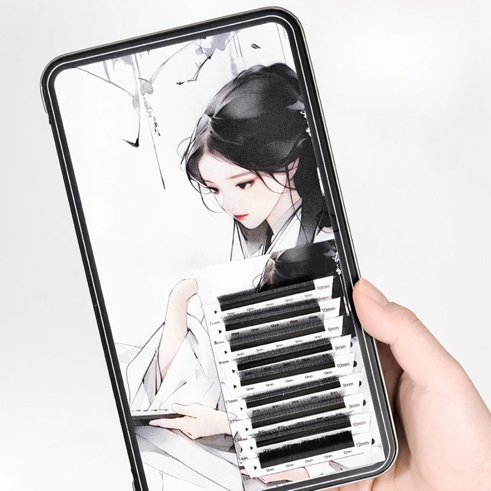 Magnetischer Wimpernaufbewahrungskoffer im chinesischen Stil, erweitertes Magnettablett mit erhöhtem Design für 7–15 mm falsche Wimpern als Geschenk