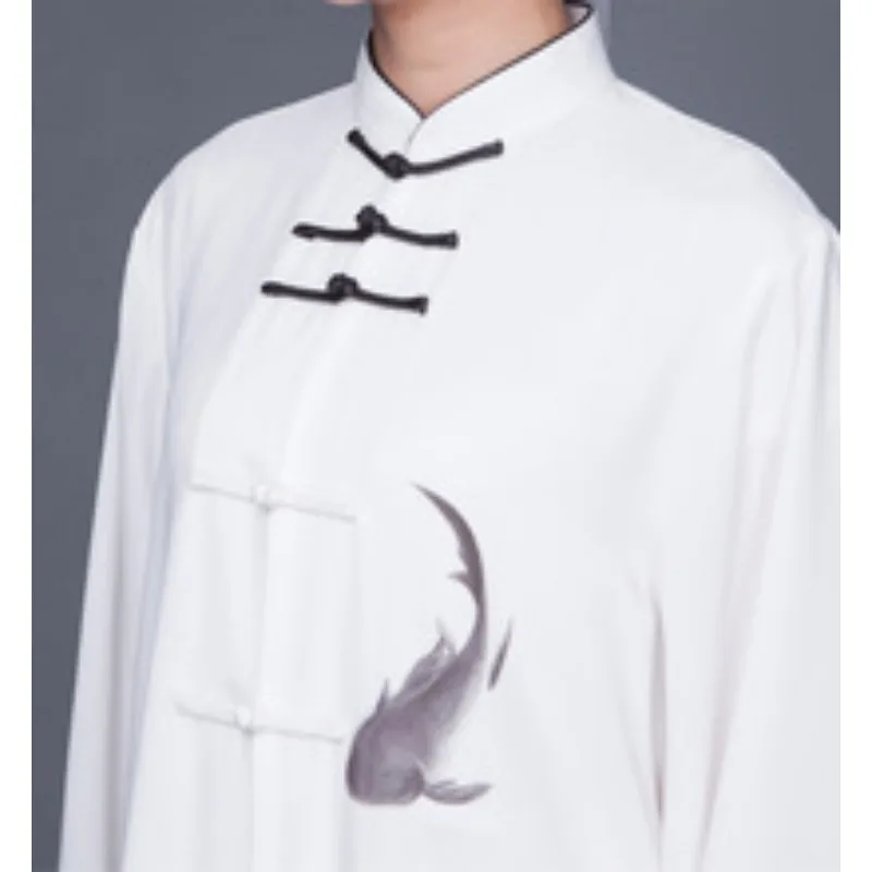 2025 chinese kung fu uniform traditional flower koi print wushu tai chi kungfu uniform outdoor walking tai chi exercise practice