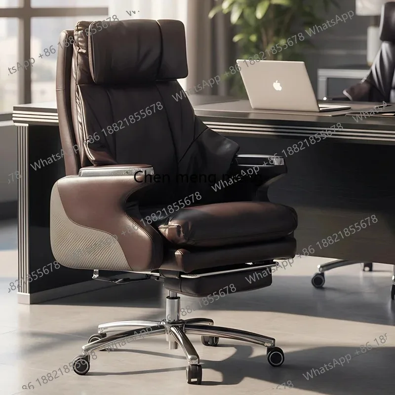 RR Office leather chair computer boss chair home comfortable sitting for a long time without tired, large class game chair