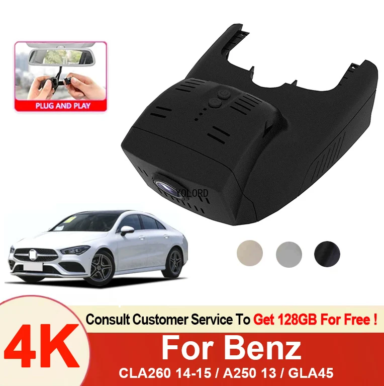 

4K Dash Cam Front 2160P WiFi 24Hrs Packing Car DVR For Mercedes Benz GLA260 A180 A250 GLA45 2013-2018