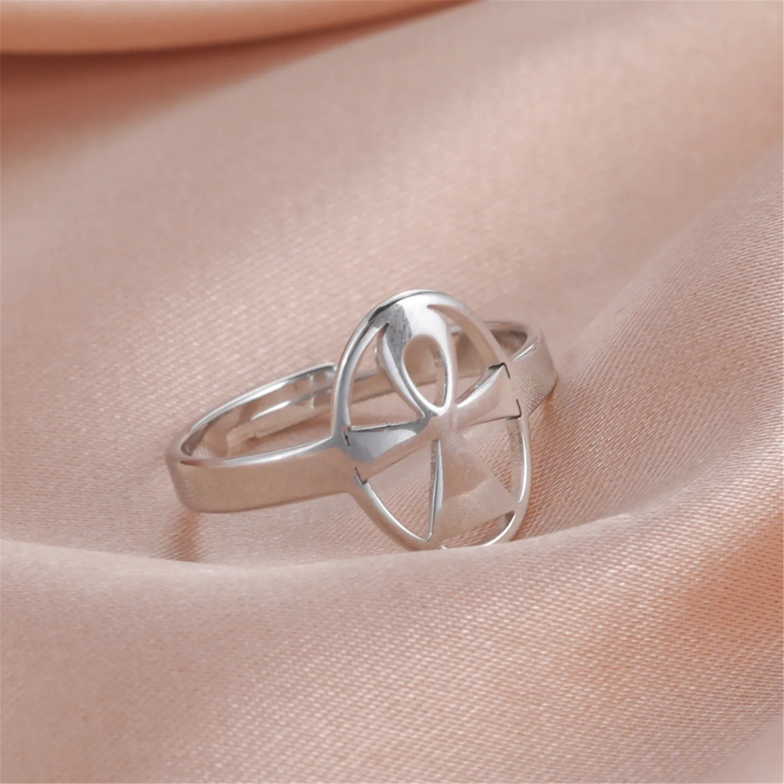 Skyrim Ägypten Ankh Kreuzring Edelstahl Goldfarbe Verstellbare offene Fingerringe 2026 Ägyptischer Schmuck Geschenk für Frauen Männer – Detail 15