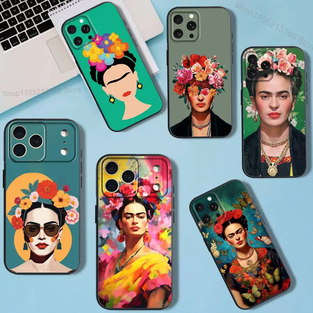 

Frida K-Kahlo-ES Art Phone Case For iPhone 11,15,16,14,13,17,12,Pro,SE4,Plus,E,Max,Air,Mini Black Cover
