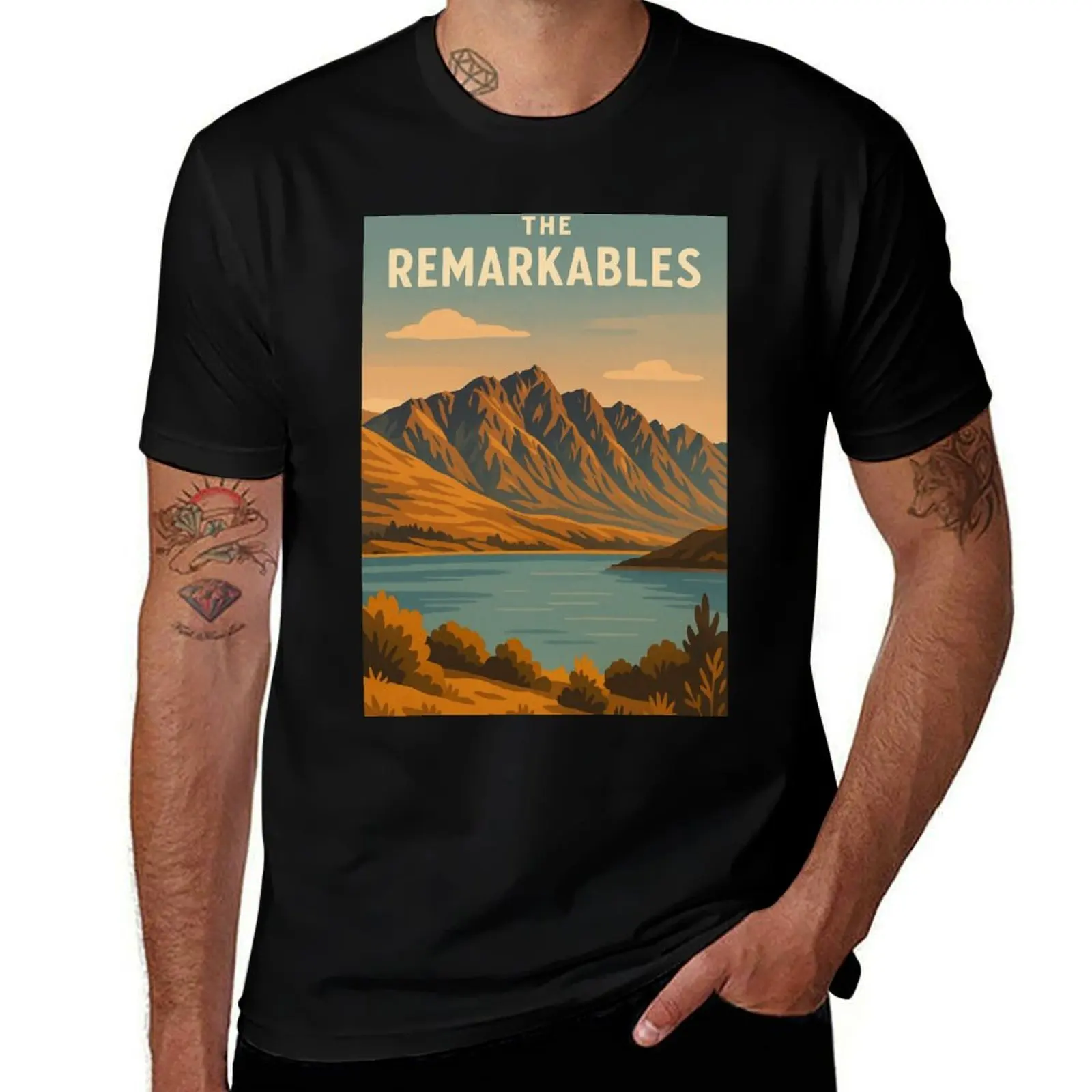 

Футболка The Remarkables and Lake Wakatipu in New Zealand Эстетическая одежда винтажные футболки летняя одежда Мужская хлопковая футболка
