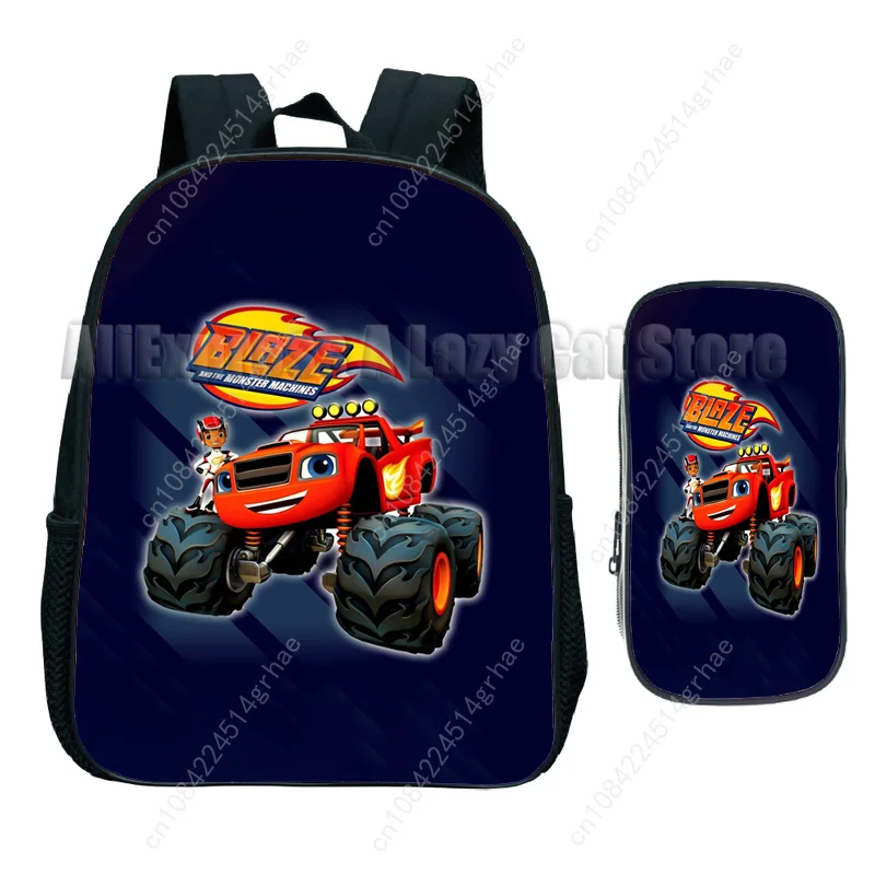 2pcs Blaze and the Monster Machines Backpack Cartoon Blaze Car Baby Kindergarten Schoolbag Kids Girl Boy Bag