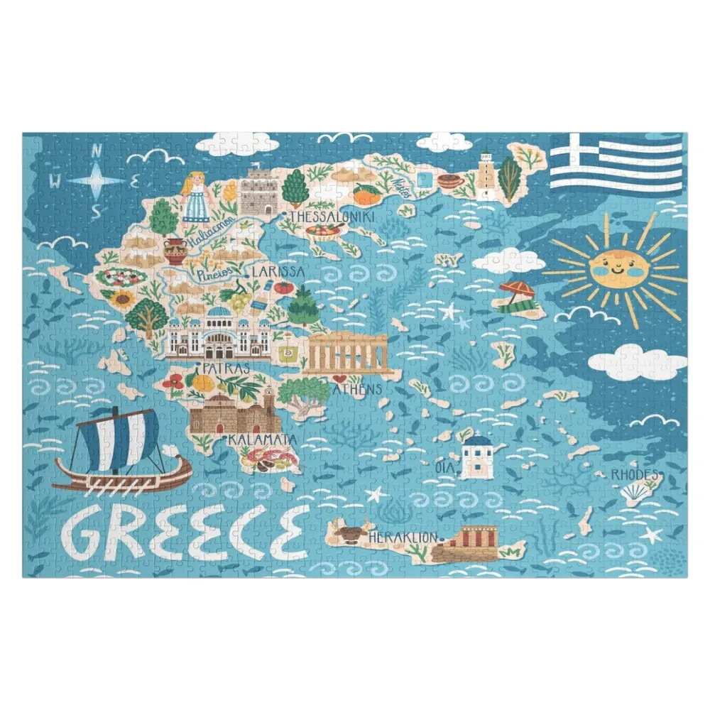 

Greece Tourist Map Jigsaw Puzzle Personalised Name Custom Child Children Personalised Puzzle