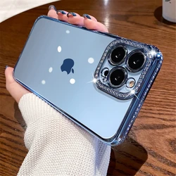 Luxury Plating Diamond Glitter Case For iPhone 17 16 15 11 12 13 14 Pro Max XR XS 8 Plus Shiny Rhinestones Soft Silicone Cover