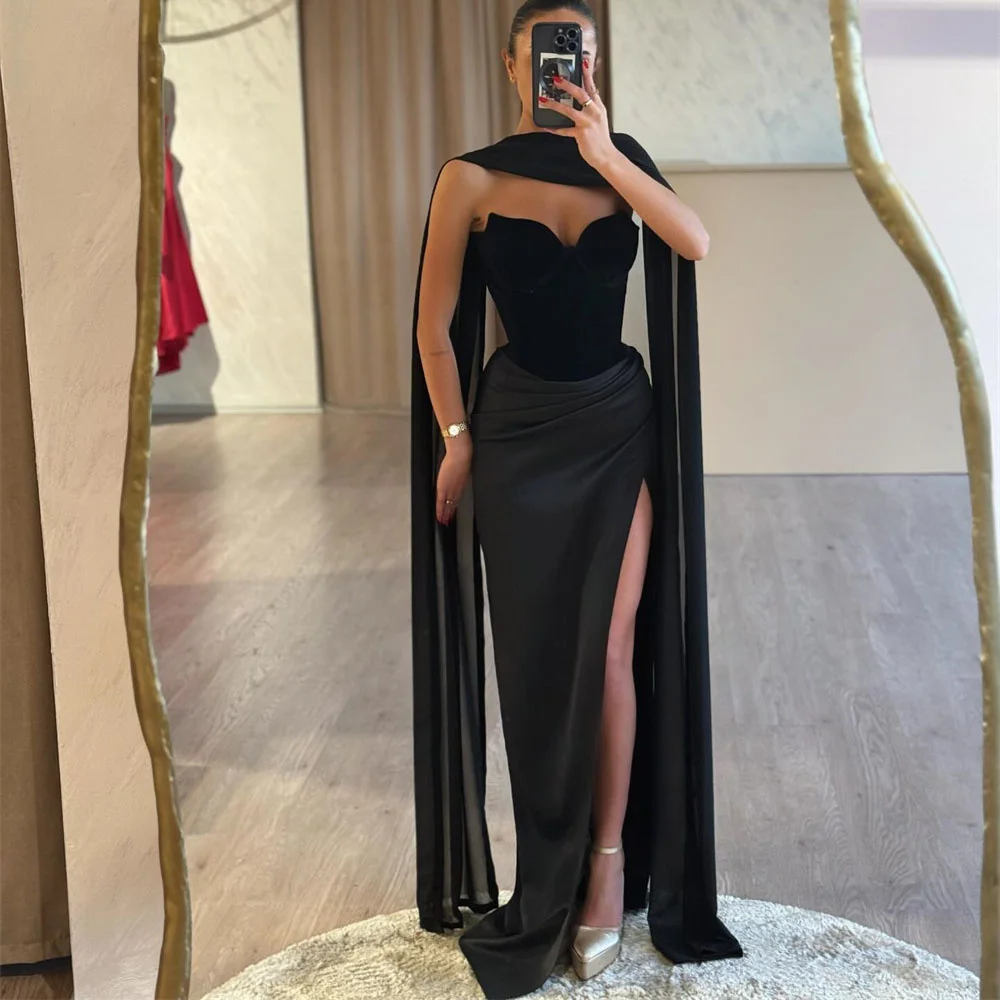 ROYET Clássico Alta Pescoço Sem Mangas Formal Prom Vestido Para Mulher Varrer Trem Pavimento Comprimento Alta Side Slit Evening Party Dress Novo