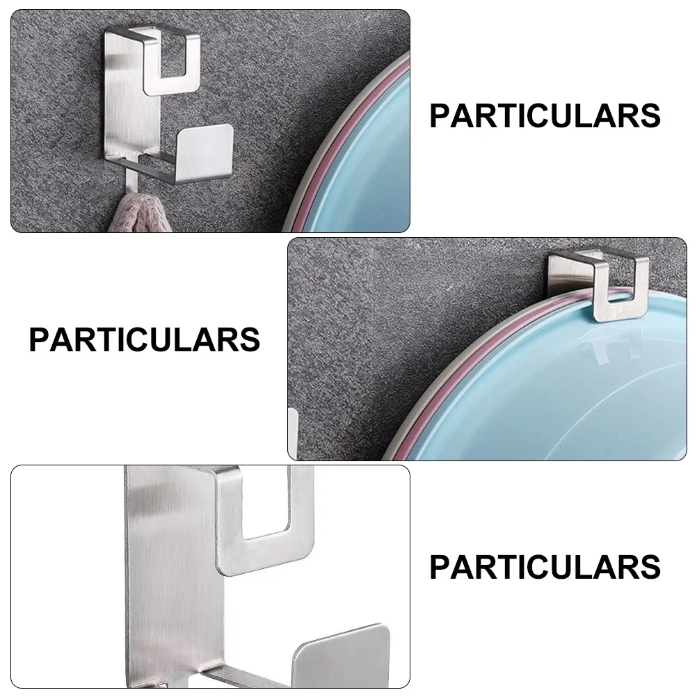 2Pcs Durable Washbasin Hanger Self-Adhesive Wall Mount Organizer Vertical Space Utilization Washbasin Rack Bathroom Storage Hook