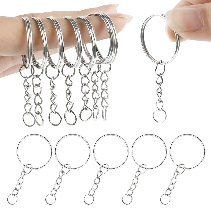 50pcs Split Key Ring With Chain And Jump Rings Stainless Steel Jewelry Making Accessories For DIY Epoxy Resin Key Chain Pendants