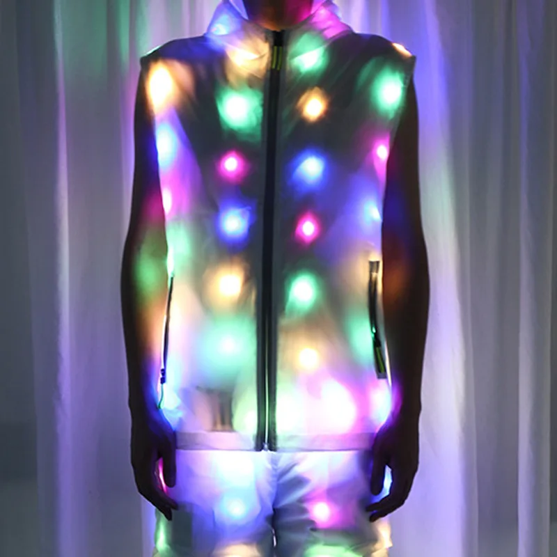 Led Lighs Waterproof Clothes Cool Night Running Props Led Light Up Rave Jacket Adult Kids Dance Performance Fancy Dress Flash