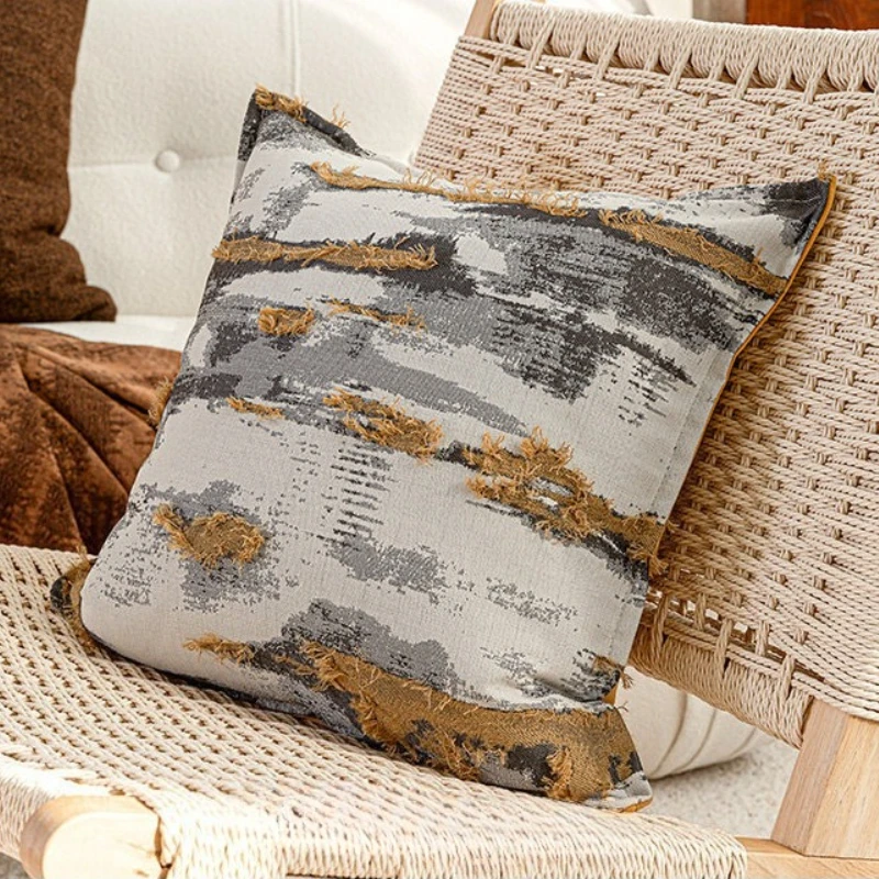 Handmade Tassel Bohemian Modern Farmhouse Throw Pillow Covers for Layering Earth Tone Orange Brown Decor Textured Cushion Cover