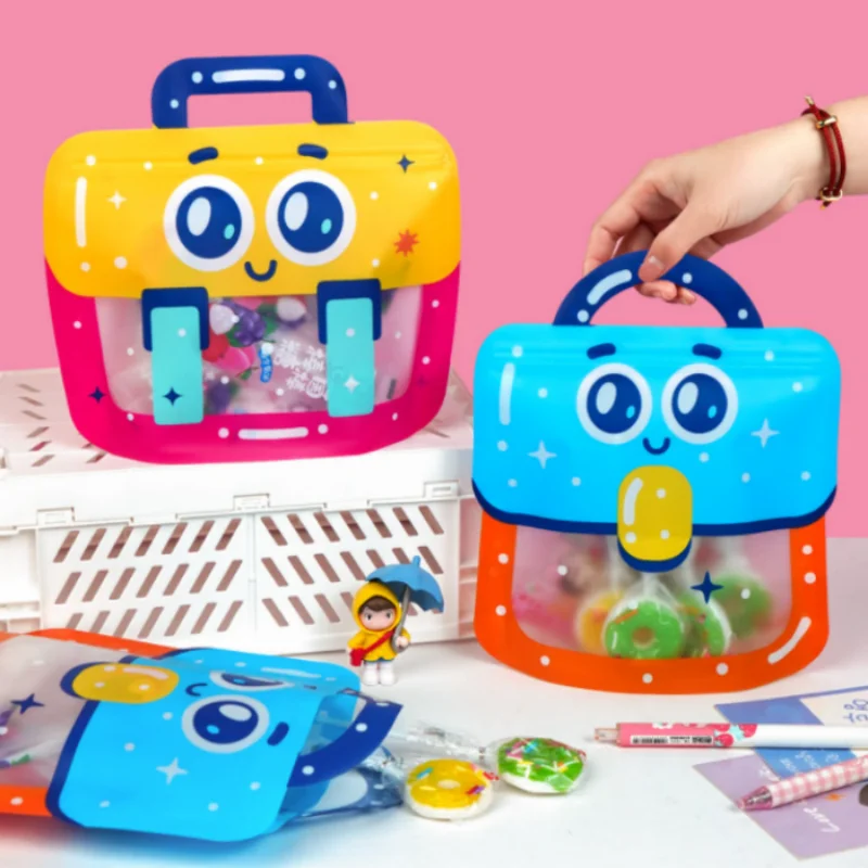 

Portable Kindergarten Plastic Ziplock Packaging Bag DIY Matcha Sugar Candy Snack Bakery Cookies Christmas Gifts Storage Pouches