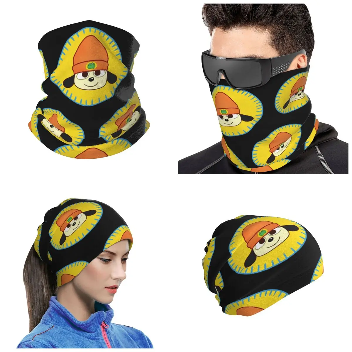 PaRappa The Rapper Patch Bandana Neck Cover Printed Wrap Scarf Outdoor Sports Cycling Scarf For Men Women Adult Windproof