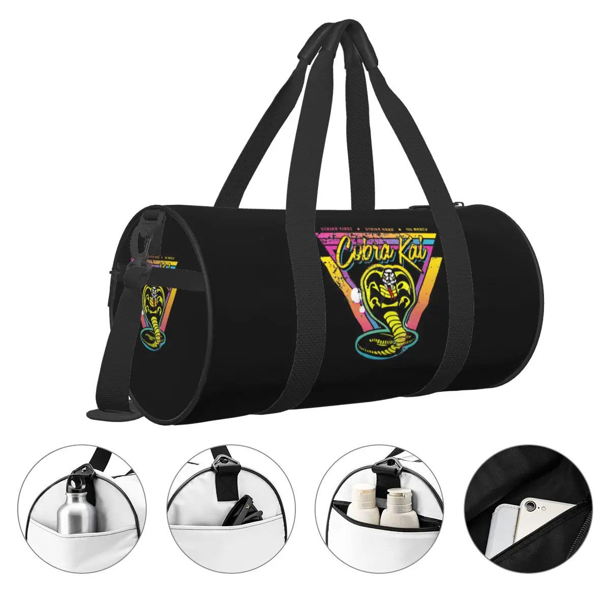 Cobra Taekwondo Kai 80s Triangle Travel Bag Fashion Gym Bag Men Design Large Capacity Funny Sports Fitness BagsWeekend Handbags