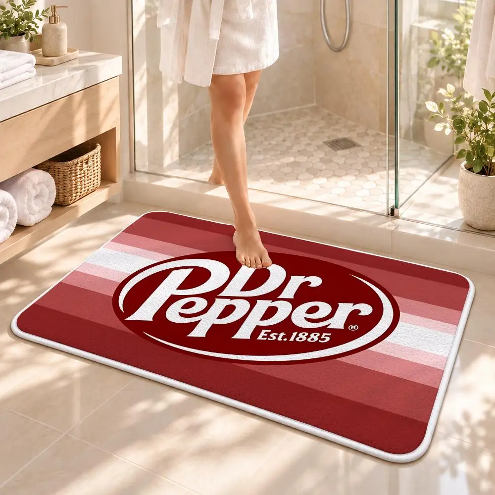 Cherry Drink D-Dr-P-Pepper Floor Mat Flannel Rug Soft Non Slip Washable Door Mat for Bathroom Bedroom Kitchen Home Decor