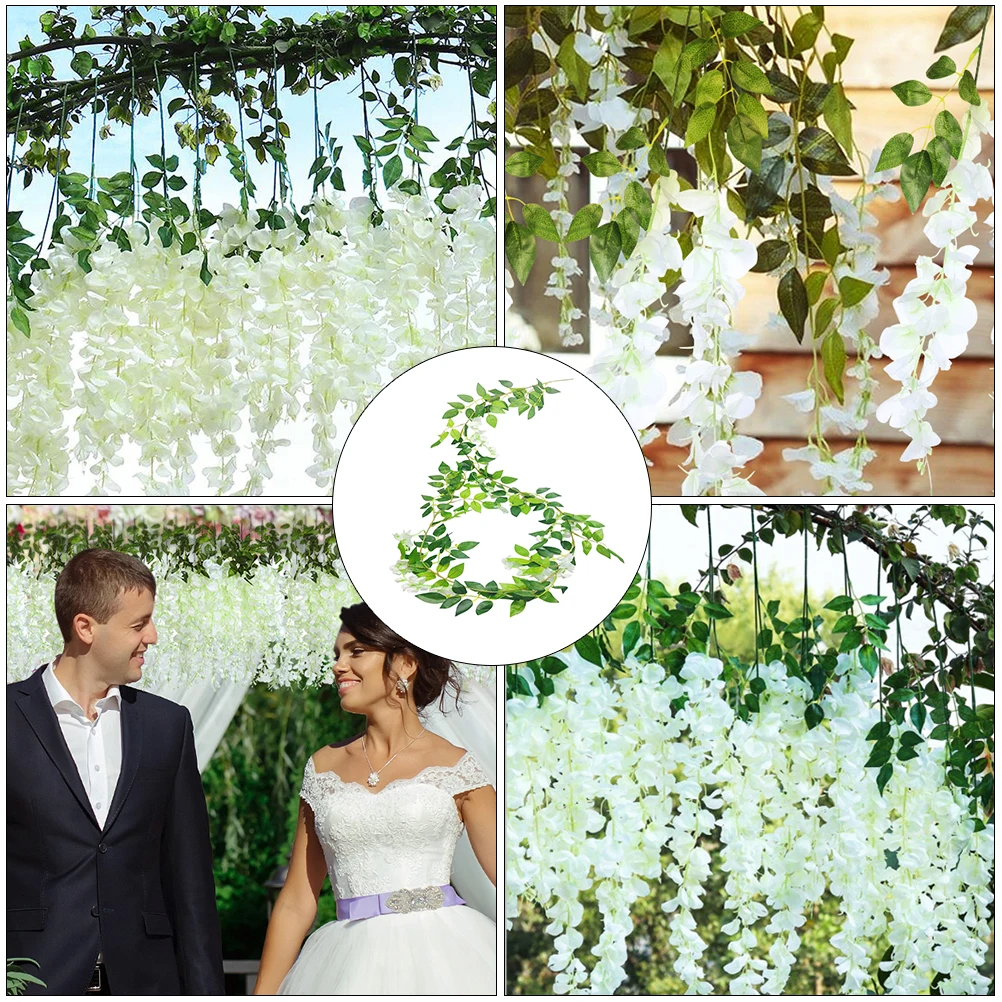 

1pc Silk Faux Green Simulation Leaf String Simulation Plant Rattan Wedding Home Fake Plant Rattan Garden Decor