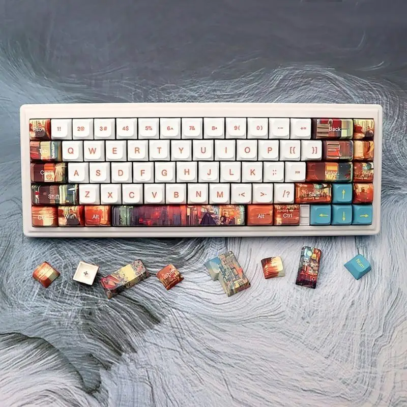 133-Key Mechanical Keyboard Keycaps XDA Profile PBT DYE-SUB City Life Keycap