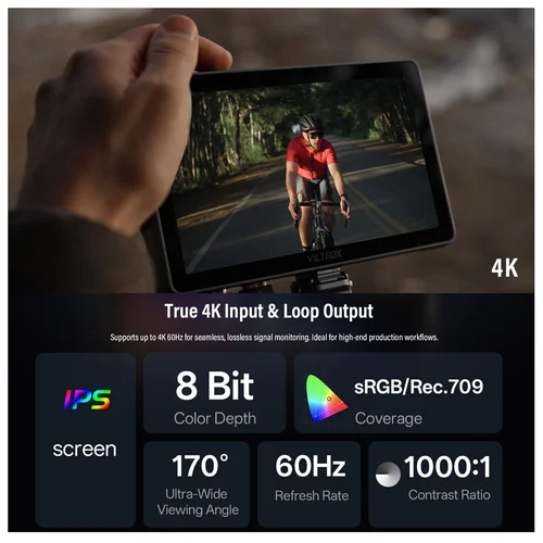 Imagen 2 del producto ¡NUEVO! Viltrox DC-A1 7 pulgadas 2800nit 4K Monitor profesional para fotografía Vlog cine TV crear pantalla táctil Monitor de cámara