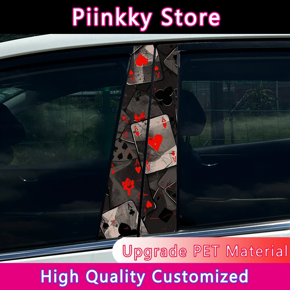 

1pc/2pcs Poker Car Stickers Funny DIY Auto B-pillar Waterproof Sunscreen Decoration Cover Scratches Playing Card Vinyl Decals