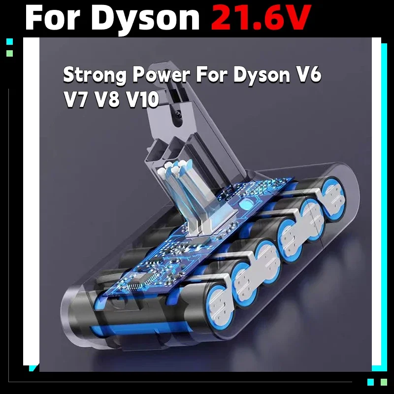 Imagem -04 - Bateria de Substituição para Dyson v8 Absoluto Aspirador Portátil Sv10 21.6v 6000mah 8000mah