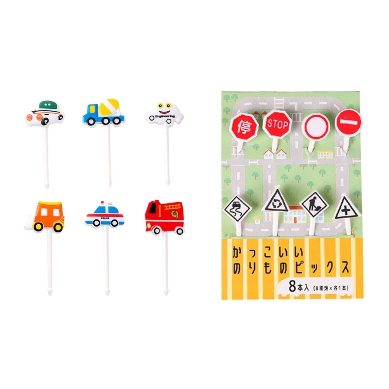 Fruit Pick Food Pick Car/Traffic Signs Shaped Food Toothpicks Food Forks Fruit Forks Food Pick Plastic Material for Food