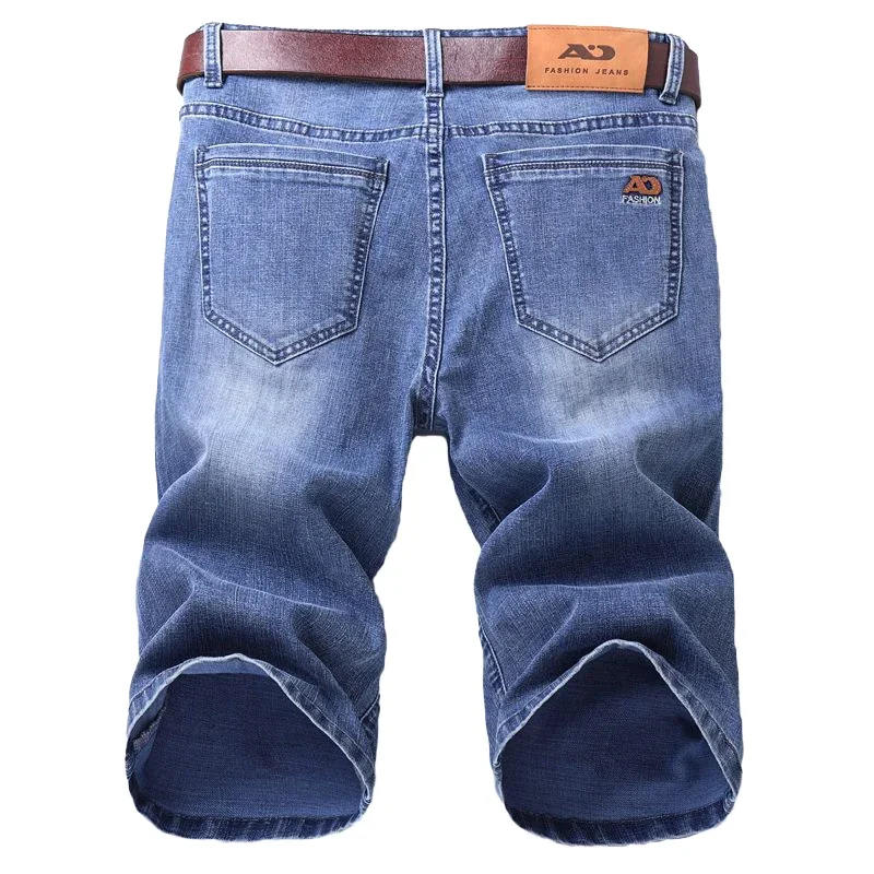 

Summer Thin Men's Denim Shorts Korean Fashion Elastic Comfortable Business Straight Knee-length Jeans Bermuda Casual Shorts