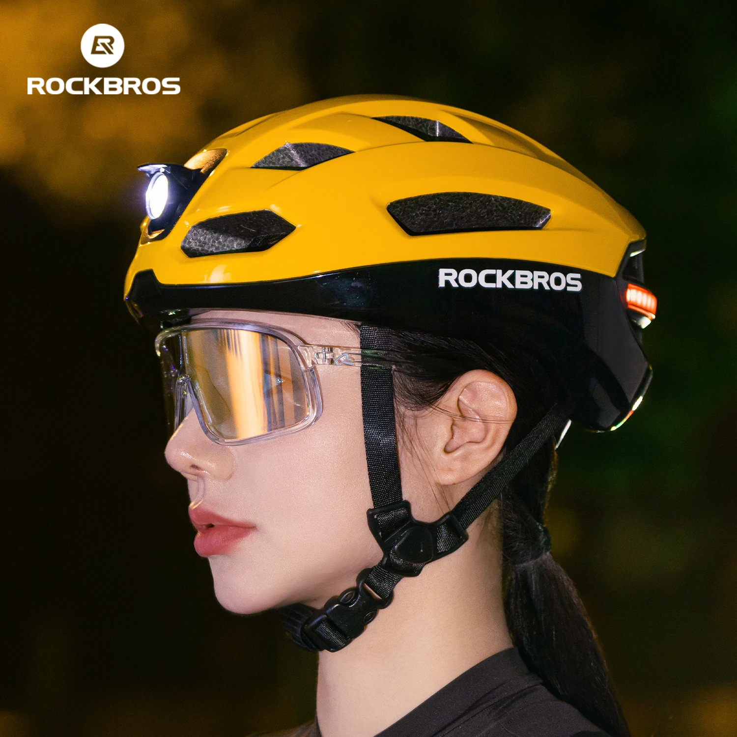 ROCKBROS Bike Helmet Type-C Charging Bicycle Light Helmet with Remote Control Sports Safety MTB Road Ultralight Bike Cap