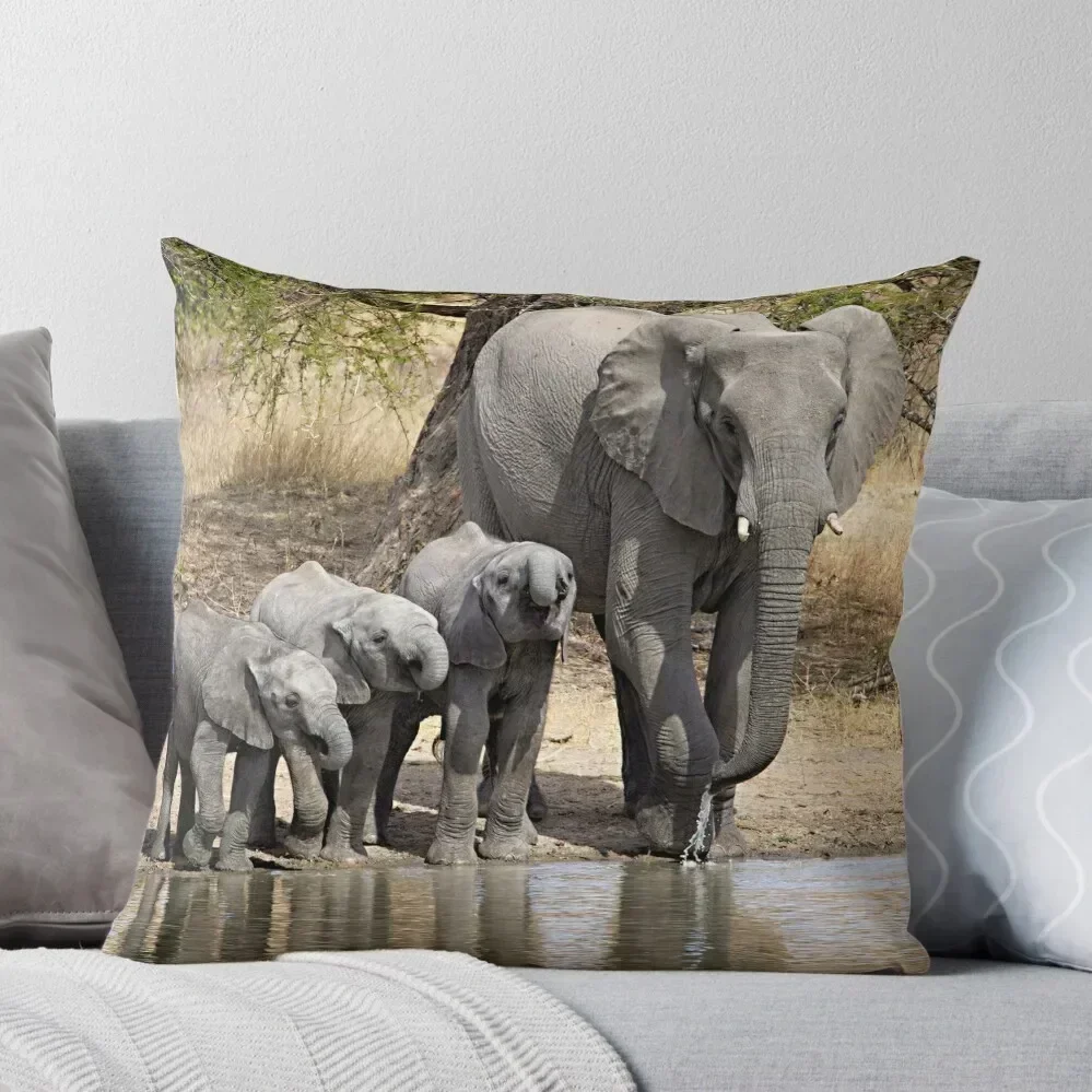 

Elephant Mom and Babies Throw Pillow Luxury Pillow Cover home decor items Sofa Cushions Covers pillow cover christmas