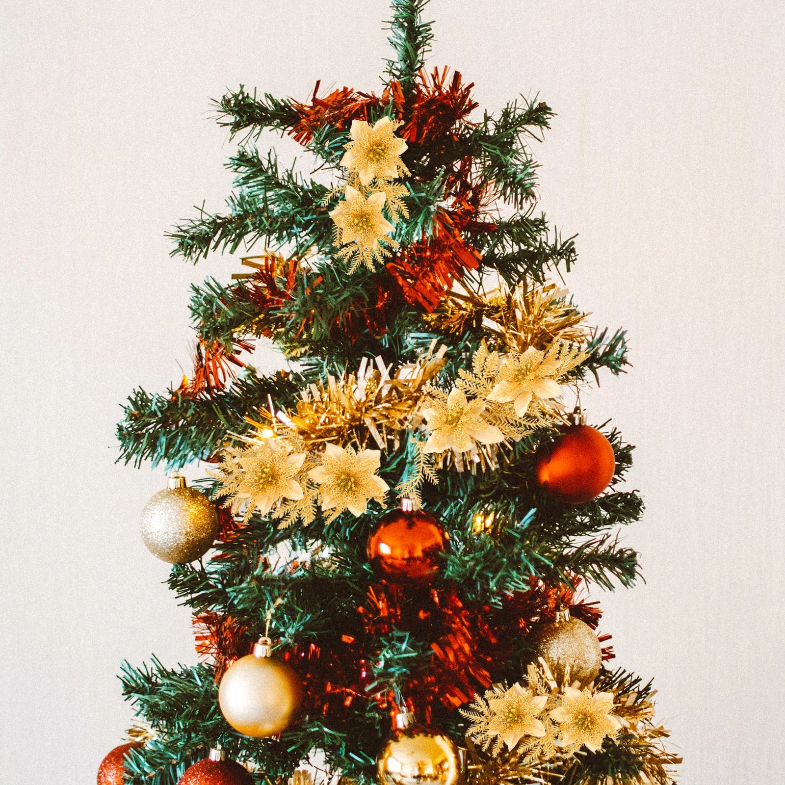 

2 Pcs Christmas Flower Decorations Xmas Tree Pendant The Flowers Cloth Plastic Simulated Outdoor