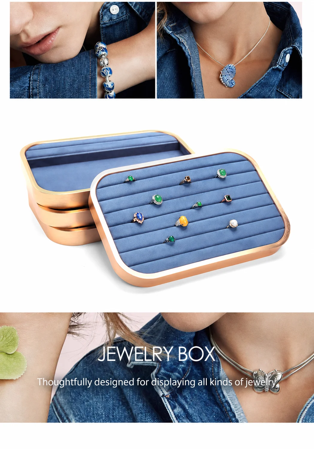 Pendant Display Tray Rounded Corner Metal Frame Jewelry Tray Ring Display Tray Metal Frame For Home Jewelry Storage Dressing