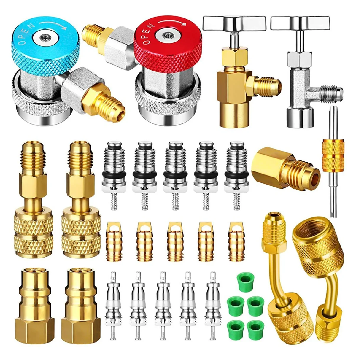 

AC R134A Adapter Quick Coupler Kit, R134a Tank Tap Valve R134a to R22/410a for Air Conditioning Refrigeration System