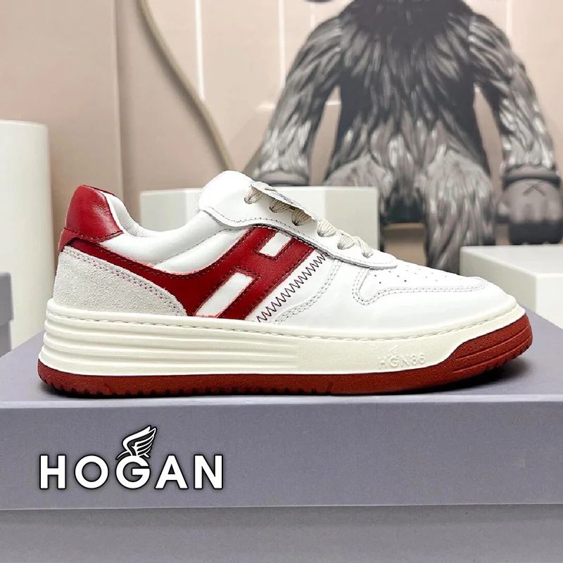 Hogan H630 White red Sneakers  Fashionable and versatile women's shoes, breathable casual shoes, retro sneakers